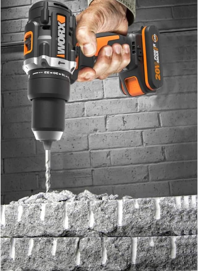Detalle 2 de WORX WX352 trapano avvitatore con percussione brushless 60 Nm e batterie 20V 2.0Ah (2 pezzi)