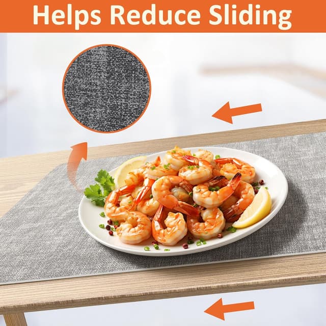 Thumbnail 5 de Euqvunn Set Table 6 pièces Gris Double Face 43×30 cm