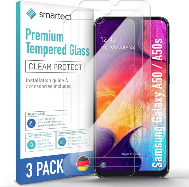 Detalle de smartect Verre Trempé pour Samsung Galaxy A50/A50s/M30s/M31/M21 (lot de 3) – Clarté “Clear”, 9H