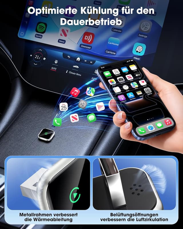 Detalle de QINOJA Wireless CarPlay Adapter 5GHz