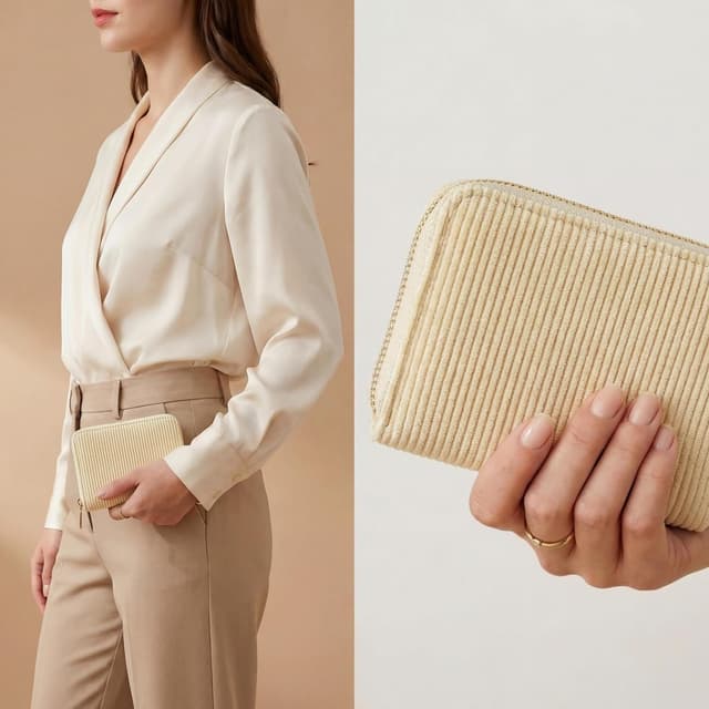 Detalle de MillyMilk® Kord Geldbeutel Fondo (Honiggelb) – mini Portemonnaie für Karten, Münzen & Scheine