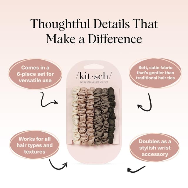 Detalle 2 de Kitsch Ultra-Petite Satin Scrunchies 6 pcs ๐