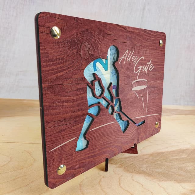 Thumbnail 3 de Eishockey XL Geldgeschenk aus Holz inkl Ständer