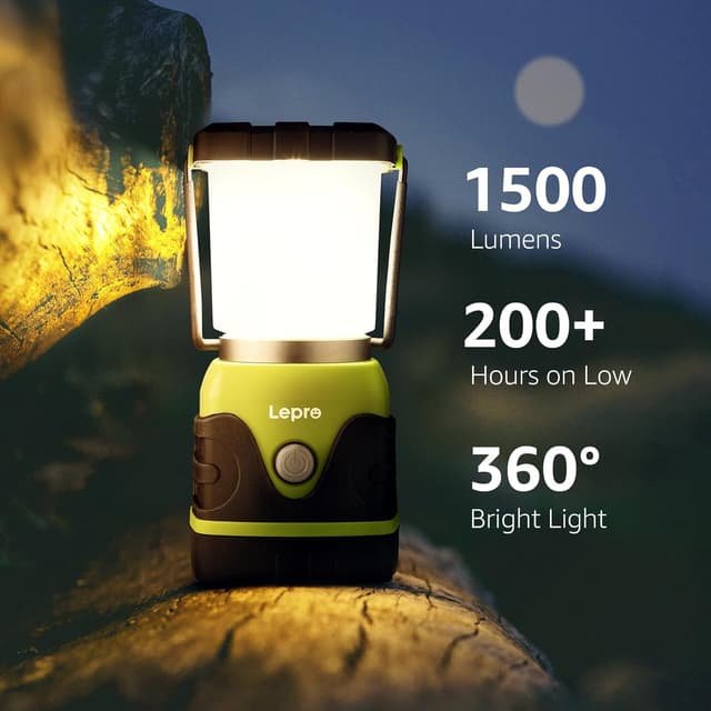 Detalle de Lepro Lampe Camping LED 1500 lm, lanterne étanche IPX4 à piles (3 piles D, non fournies)