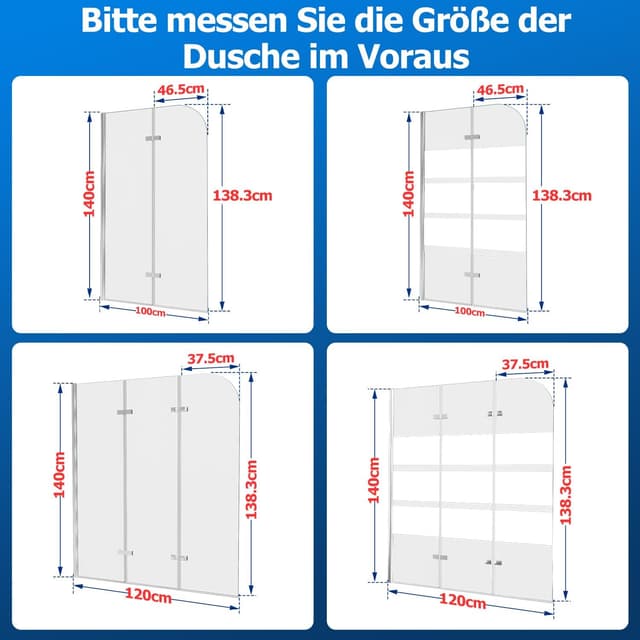 Thumbnail 1 de Jiubiaz Pannello doccia pieghevole 120 x 140 cm