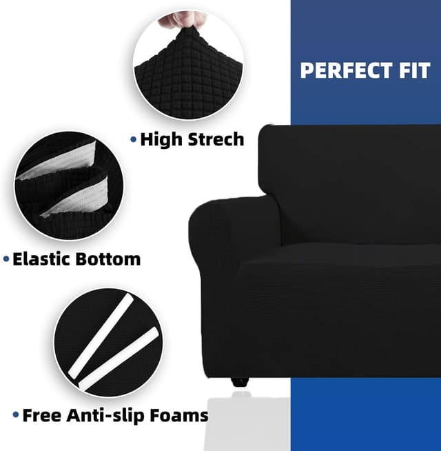 Detalle de Ystyle Copridivano 4 posti con braccioli universale antigraffio e antiscivolo, nero