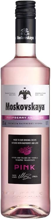 Detalle de Moskovskaya Pink Vodka 70cl, 38%, Sabor frambuesa y lima 🍸