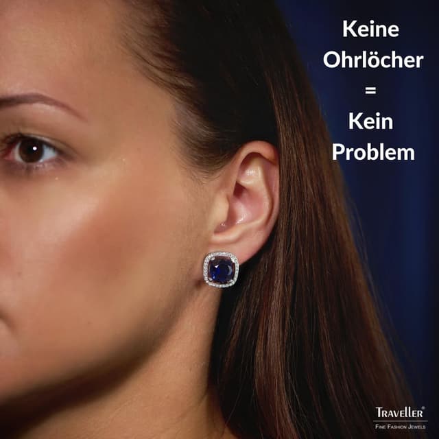 Detalle 2 de Traveller Ohrclip mit Kristallen – Clip-System für angenehmen Halt, diverse Farben