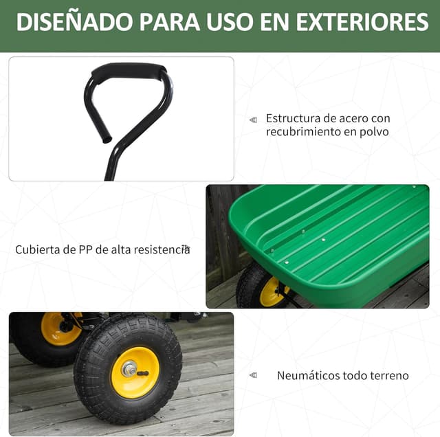 Thumbnail 3 de Outsunny Carro de Jardín 125 L 200 kg