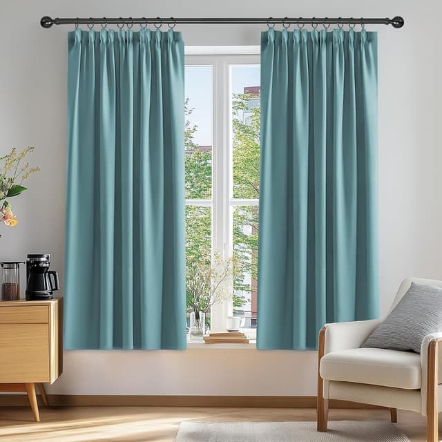 Detalle de Deconovo super soft thermal insulated pencil pleat blackout curtains (2 panels) – black out light and help with temperature control