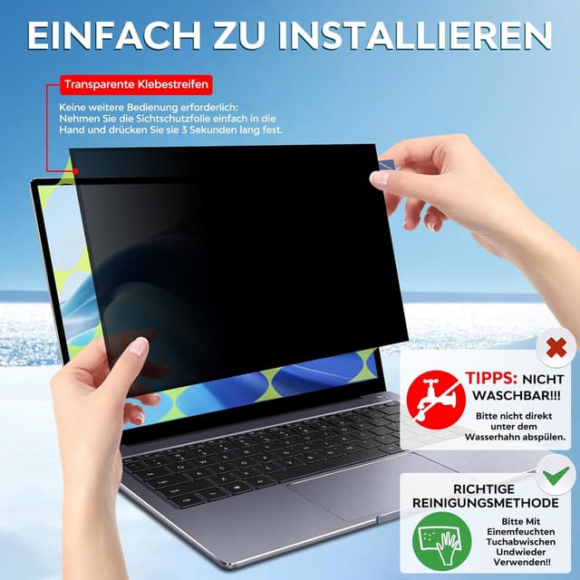 Detalle de LUSA DESIGN Blickschutzfolie für 14-Zoll-Laptops (16:9) – abnehmbarer Sichtschutz und Blendschutz fürs Display