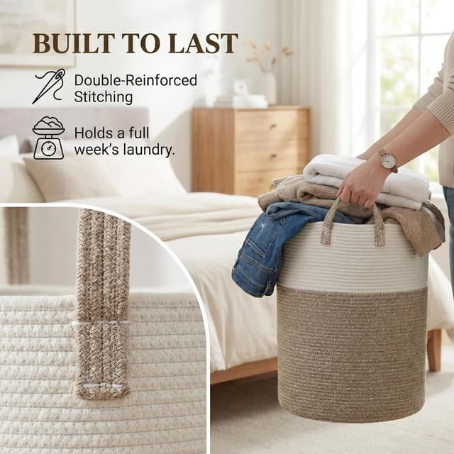 Thumbnail 5 de JMvicyroam Large Woven Laundry Basket 60L