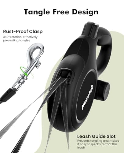 Thumbnail 6 de Pecute correa extensible para perro de 8 metros (15-50 kg), con cuerda antimordida de 46 cm y sistema 360° anti-enredos