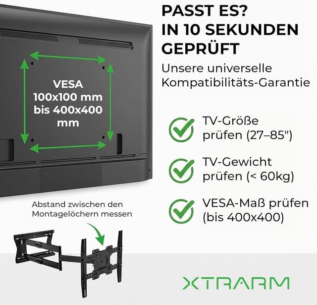 Detalle 2 de XTRARM TiTon Flex TV-Wandhalterung 80 cm – dreh-, neig- & rotierbar bis VESA 400×400 mm