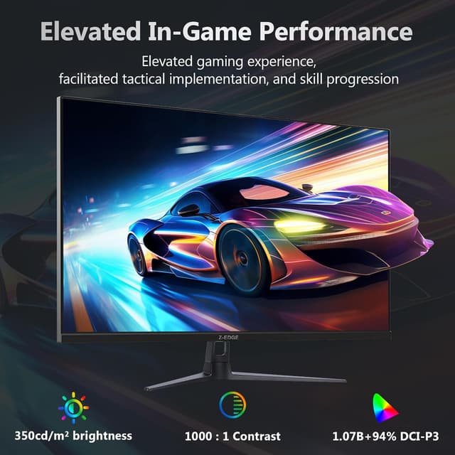 Detalle 2 de Z Z-Edge 27 Zoll QHD Gaming-Monitor (180 Hz, Fast IPS, 1 ms) – 2560×1440, HDR10, FreeSync