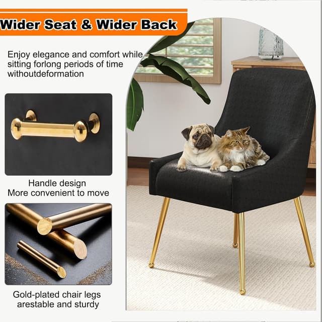 Thumbnail 4 de Dining Room Chair Faux Leather Vanity Chairs Set of 2