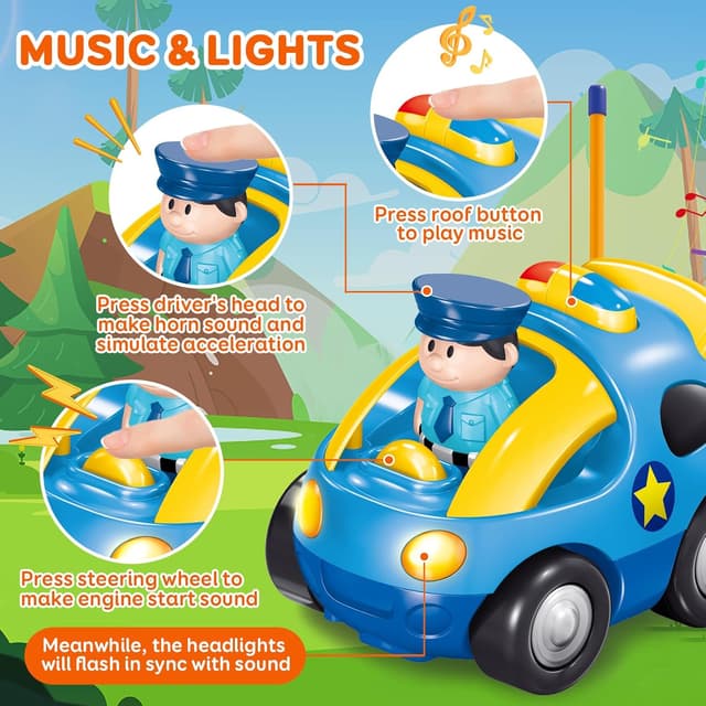 Detalle de Pup Go My First Remote Control Car for Toddlers (Sapphire Blue) – Baby Police RC Toy with Siren, Lights & Interchangeable Dolls