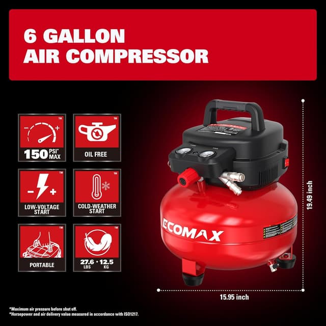 Thumbnail 2 de ECOMAX Air Compressor 6 Gallon 🛠