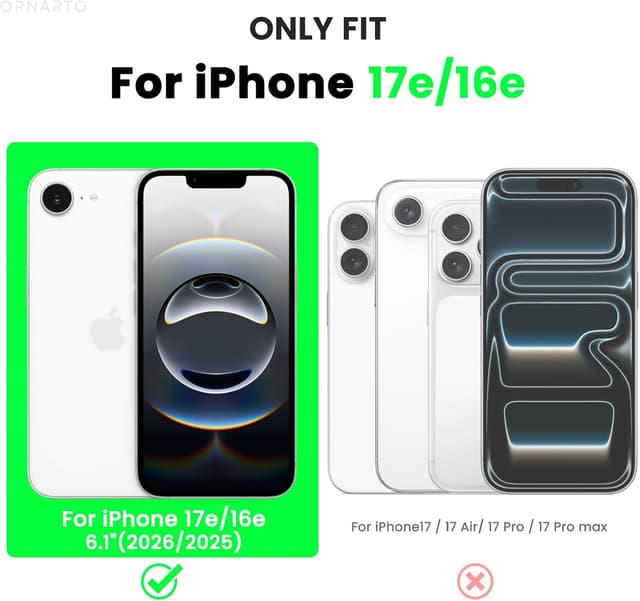 Thumbnail 1 de ORNARTO iPhone 17e/16e Case Slim Silicone 4 Layer Pink