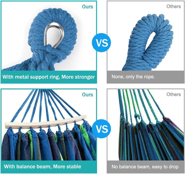 Detalle de MOSFiATA 275x155cm Hammock with Spreader Bars and Thick Canvas (up to 550 lb) for garden camping