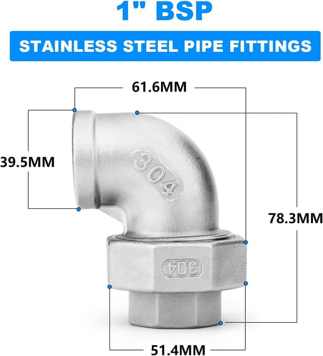 Detalle 2 de ERGAOBOY 304 Edelstahl 90° Ellenbogen 1 Zoll