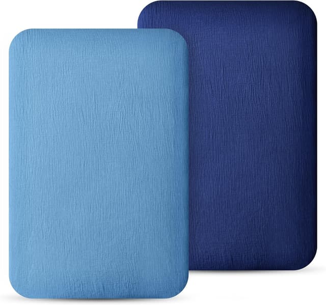 Detalle de Kewlife gift Baby Musselin Spannbettlaken 80×50 cm (100 % Baumwolle) für Kinderwagen & Kinderbett, 2er-Set