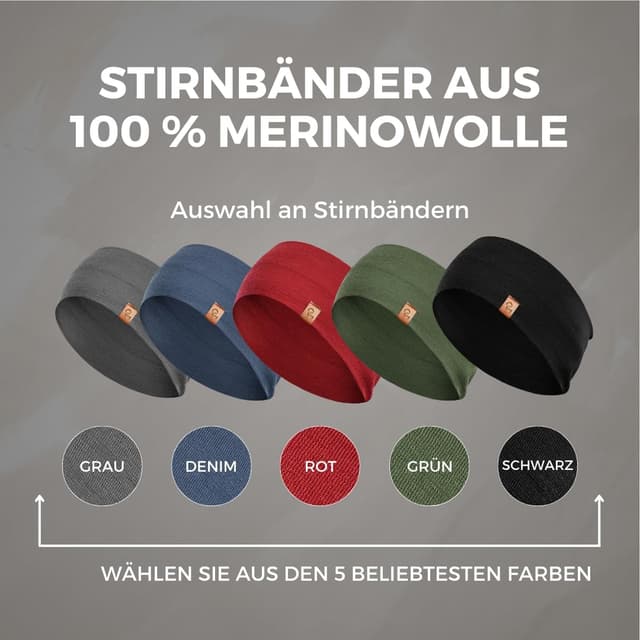 Detalle 2 de menique dehnbare Sport-Yoga-Stirnbänder für Damen aus 100% Merinowolle