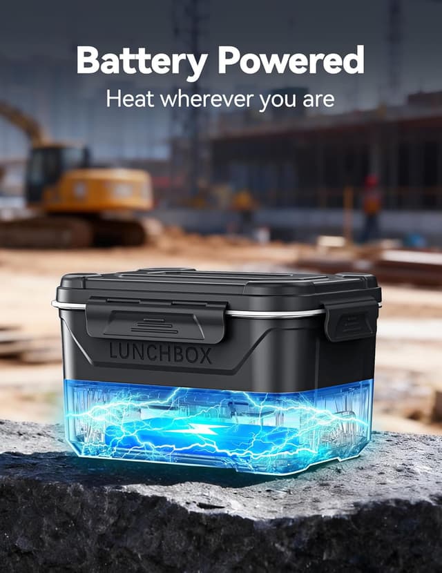Detalle 2 de EAST OAK Heated Lunch Box for Men (Cordless Electric) — 5.5 Cups, Rechargeable Self-Heating with Memory Function