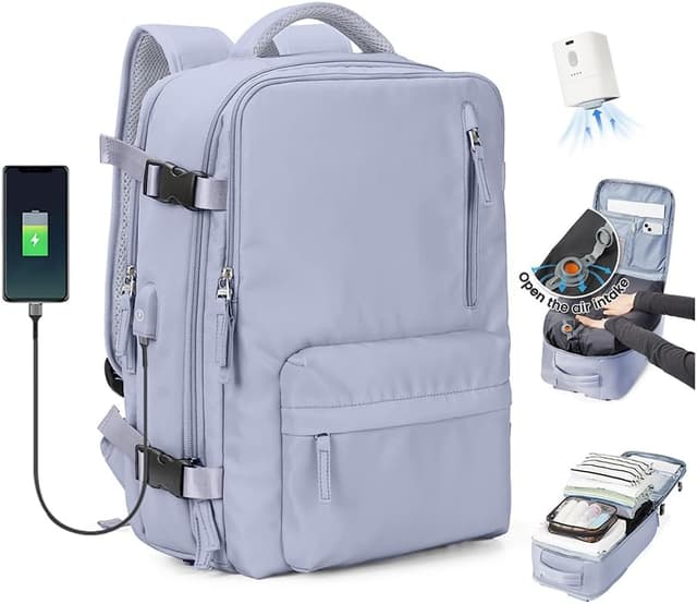 Detalle de SZLX sac à dos de voyage sous vide 40x30x20 avec pompe et compartiment ordinateur 14 pouces