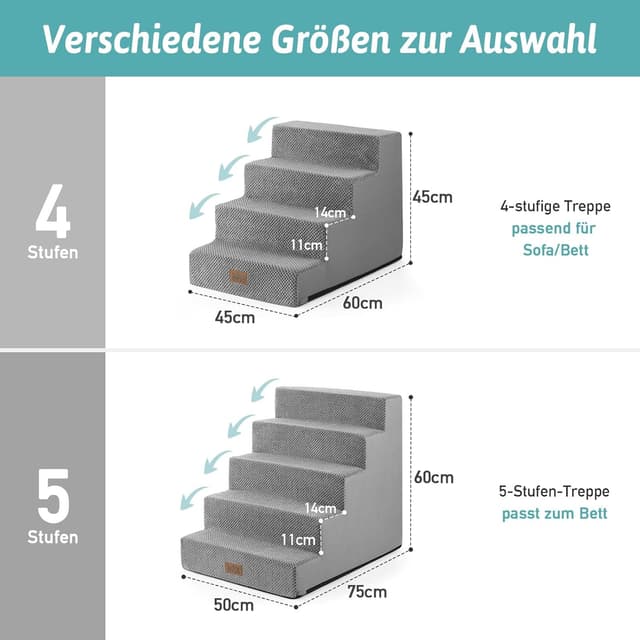 Thumbnail 2 de COZY KISS Hundetreppe 5 Stufen Grau 75x50x60 cm