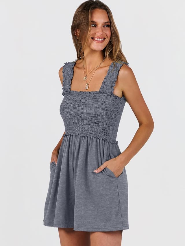 Detalle de Caracilia smocked romper jumpsuit, Square Neck