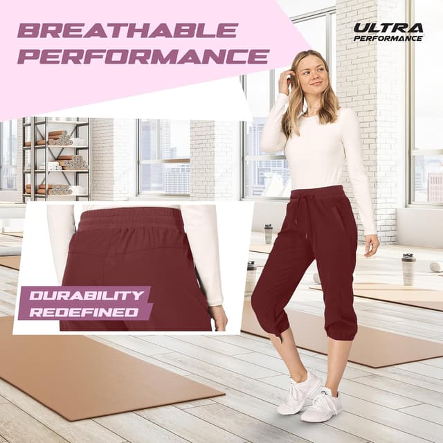 Detalle de Ultra Performance Women’s Capri Hiking Pants (2-Pack) with Four-Way Stretch & Moisture-Wicking