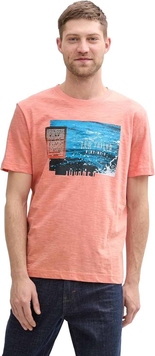 Thumbnail 6 de Tom Tailor 1046712 T-Shirt da uomo in cotone jersey con stampa frontale (confezione da 1)