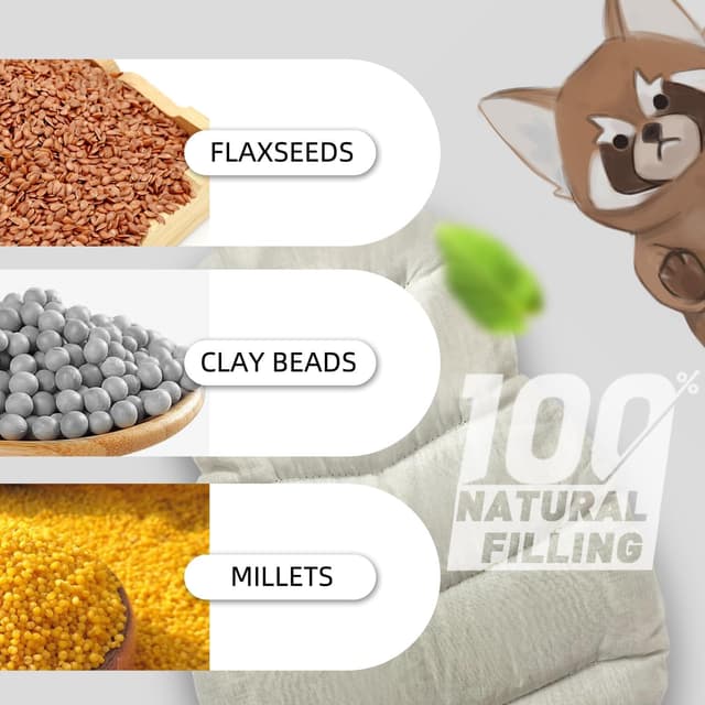 Detalle de Red Panda Wheat Bag Microwavable Heat Pad (Natural, Unscented) for Neck, Shoulders, Stomach & More – 43x20cm