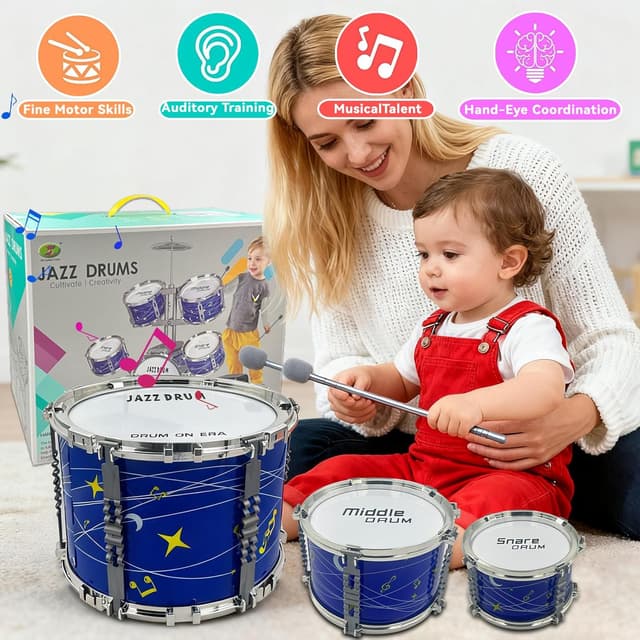 Detalle de Noaideoi batteria per bambini piccolo (1–3 anni) con sgabello: set jazz in stile stelle