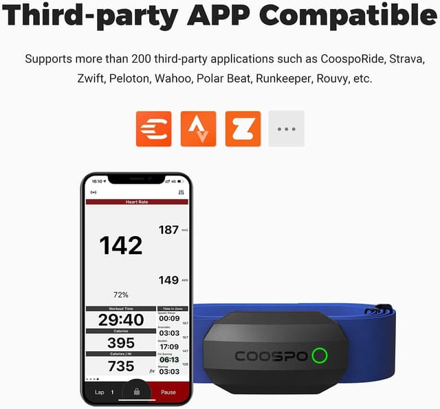 Thumbnail 2 de COOSPO Heart Rate Monitor Chest Strap with Bluetooth & ANT+ (IP67) for Running, Cycling & Gym