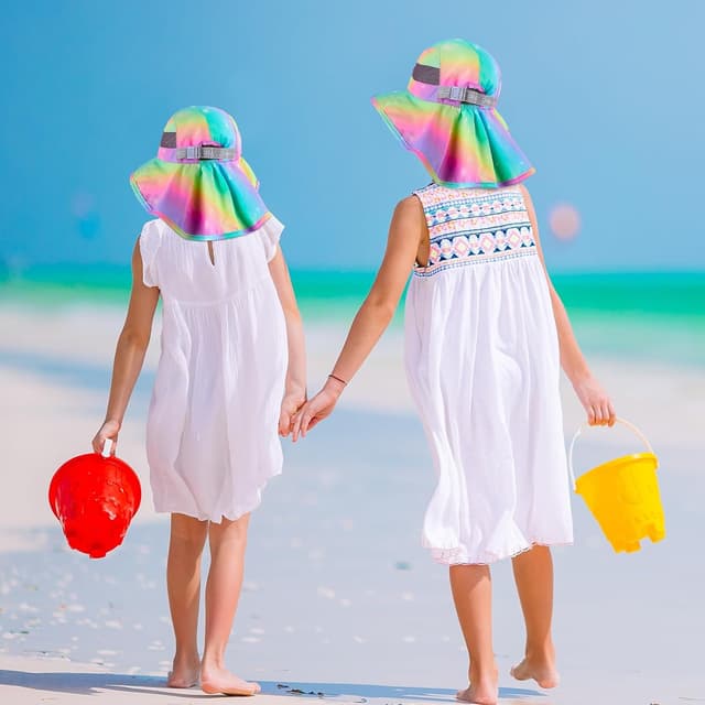 Thumbnail 6 de MHJY Kids Sun Hat for Girls (2-9 Years) – UV Protection Bucket Hat with Neck Flap, Adjustable Fit