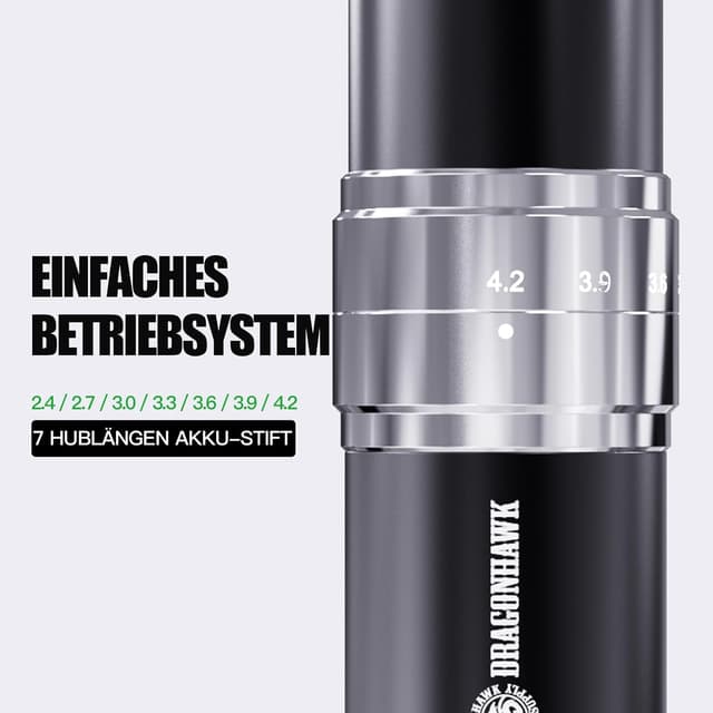 Detalle de Dragonhawk Kabellose Rotations-Tätowiermaschine mit 2 Akkus (1500 mAh) und digitaler LED-Anzeige – Grau