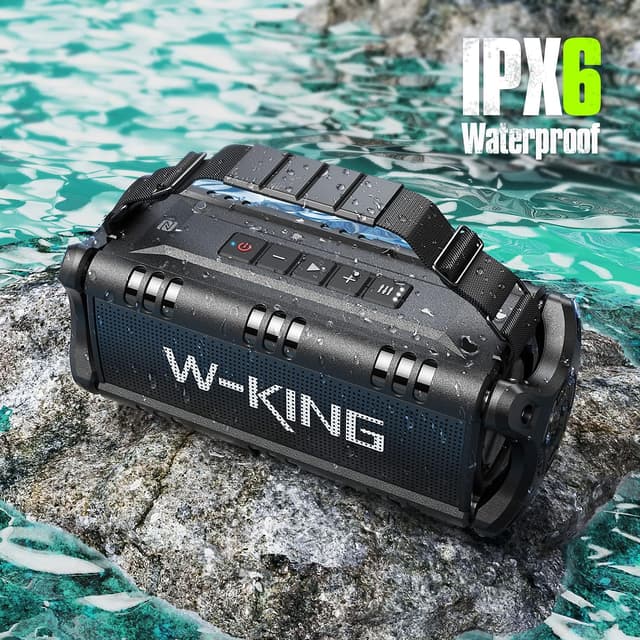 Detalle de W-KING D8 Bluetooth-Lautsprecher (90W Peak) für Outdoor mit IPX6, 40 Std. Akku, AUX, TF & DSP