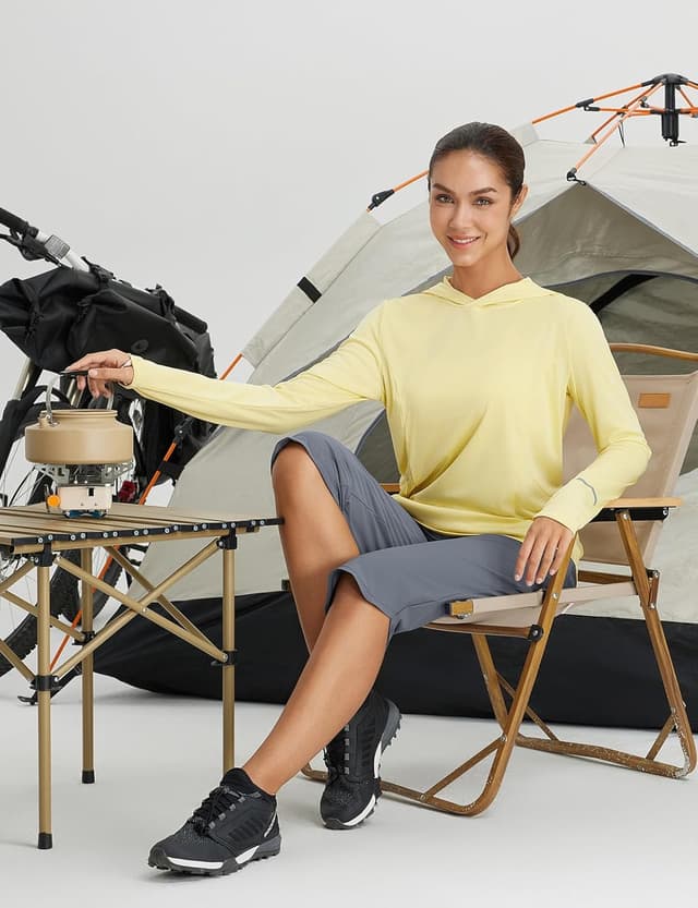 Detalle de baleaf Damen Wanderhose Cargohose – atmungsaktive, schnelltrocknende Outdoorhose mit Reißverschlusstasche