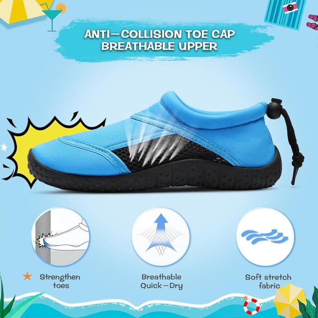 Detalle de HKR Kids Water Shoes Quick Dry Aqua Wetsuit Socks for Beach & Pool Swims