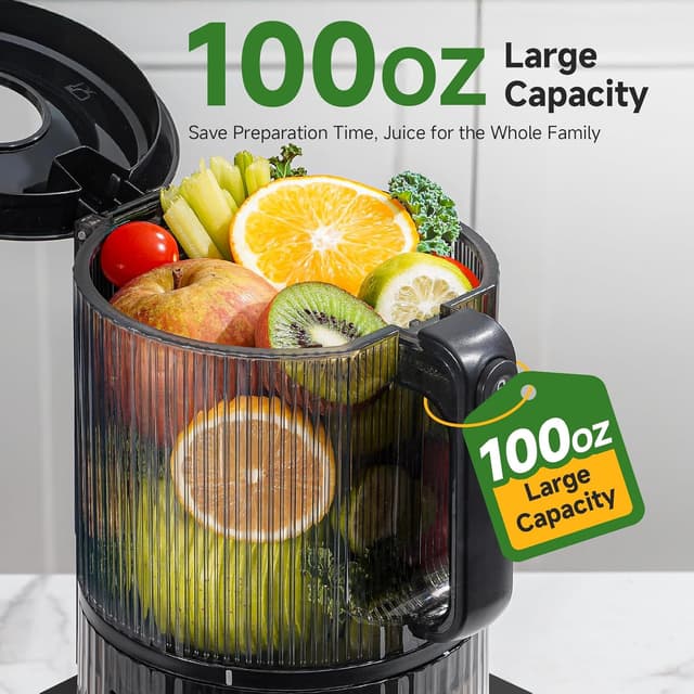 Detalle 2 de VANDISELL 3-in-1 Cold Press Juicer Machine with 6.5" Feed Chute and 100oz Capacity (Matte Black)