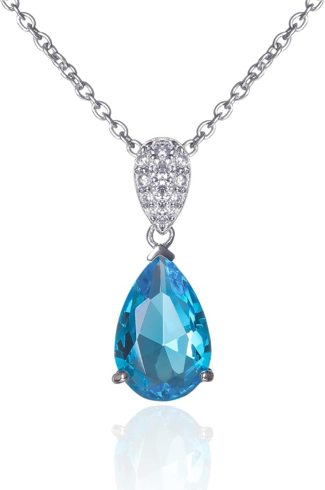 Thumbnail 6 de Collier pendentif goutte en argent 925 namana, bélière sertie de zircons et pierre bleue/verte/rouge