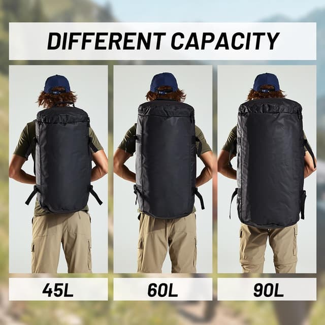 Detalle de MIER Large 60L Duffel Backpack Gym Bag with Shoe Compartment (Water Resistant) — Black