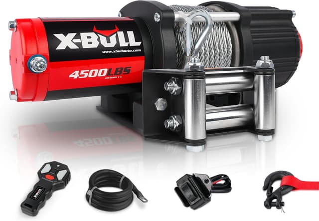 Detalle de X-BULL Winch 4500LBS Electric Winch (Steel Cable, Roller Fairlead, Wired Handle + Wireless Remote)