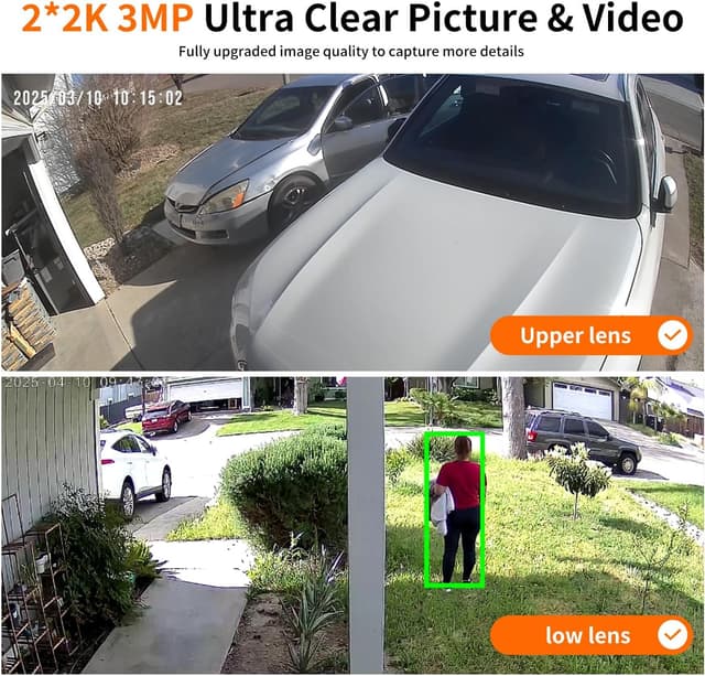 Detalle 2 de LETSCEE Dual Lens 2K Outdoor Camera