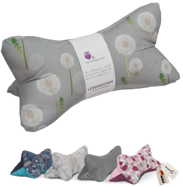 Detalle de Leseknochen Nackenkissen „Blätter“ – handgefertigte Nackenrolle aus Baumwolle, waschbar (in Deutschland genäht)