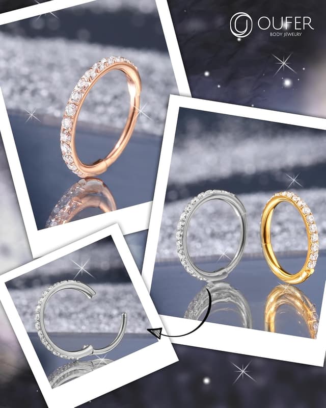 Thumbnail 3 de OUFER 18G/20G Piercing Helix Conch CZ acier