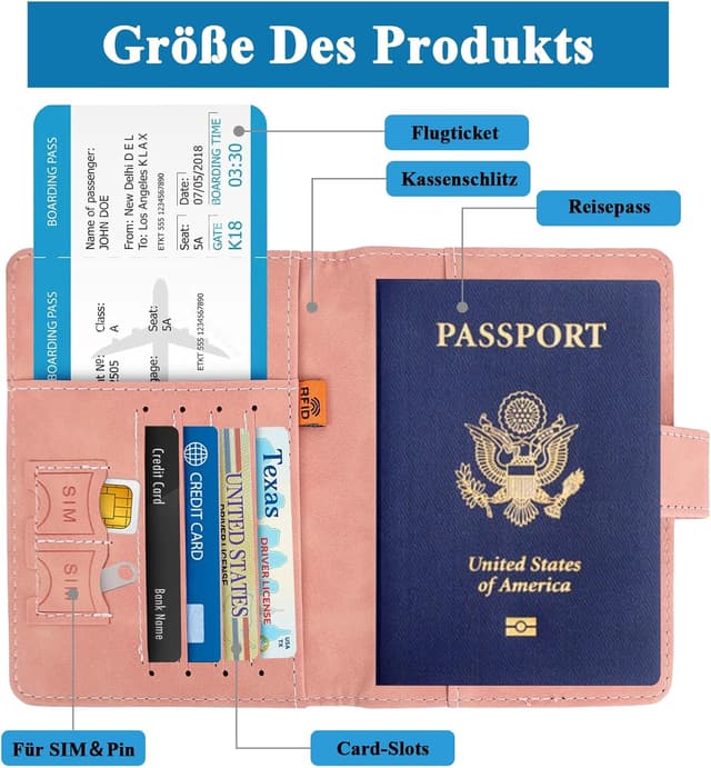 Thumbnail 4 de Reisepasshülle Kofferanhänger Set rosa ✈