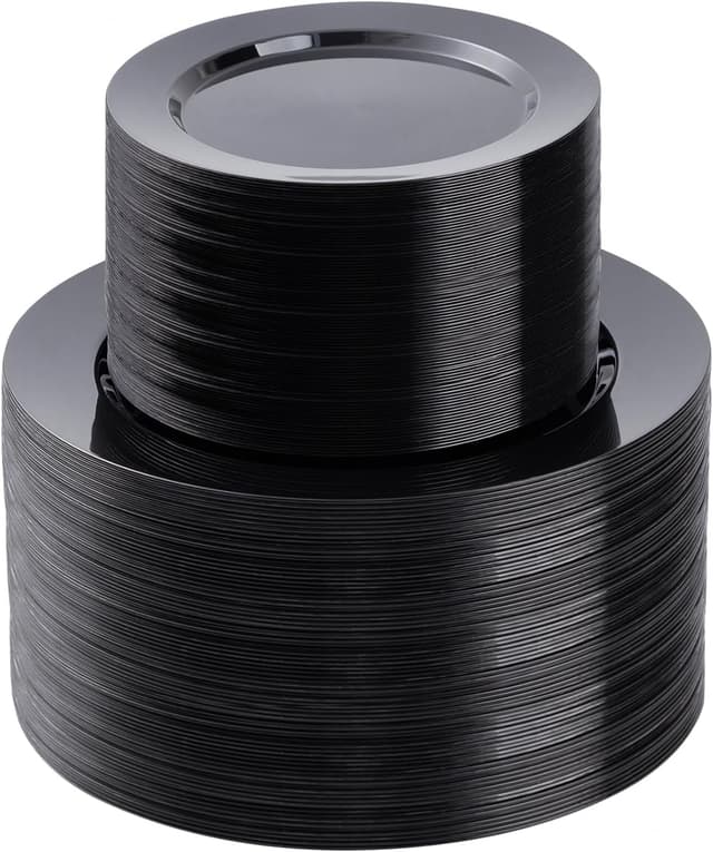 Imagen de BESTSTAR 200pcs Black Plastic Plates Set en OfertitasTOP